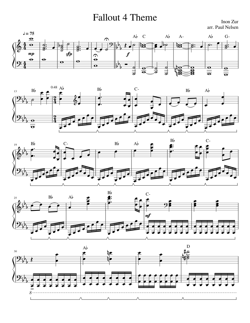 Fallout 4 Theme Sheet music for Piano (Solo) | Musescore.com