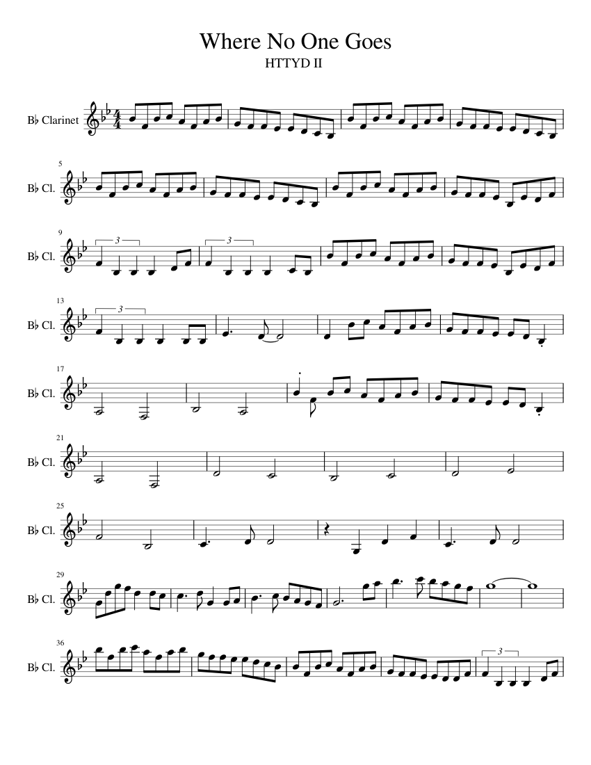 Where No One Goes - Clarinet (easy) Sheet music for Piano, Clarinet in