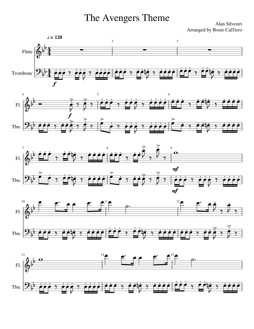 The Avengers Theme Sheet Music For Trombone Flute Mixed Duet Musescore Com Leave comments below for songs (mostly movie/trailer avengers theme song akai mpkmini cover by raj bharath ) the official youtube channel of raj. the avengers theme sheet music for