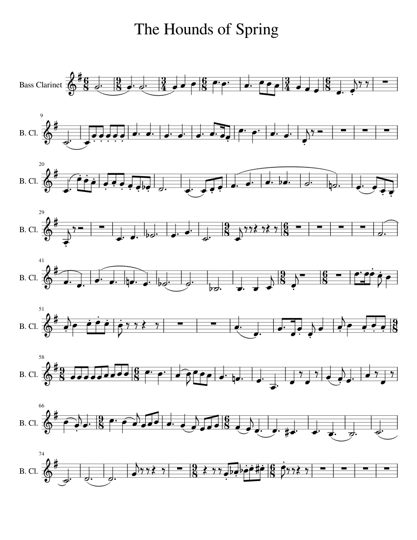 The Hounds of Spring Sheet Music for Clarinet bass (Solo