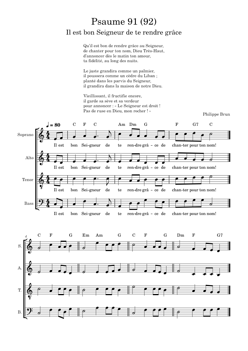 Psaume_91_(92) Il Est Bon Seigneur De Te Rendre Grâce Sheet Music For ...