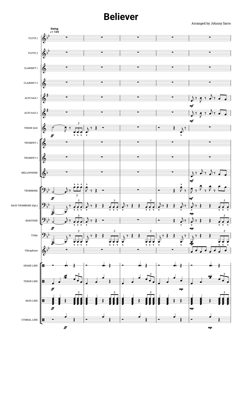 Believer – Imagine Dragons (Marching Band) Sheet music for Trombone ...