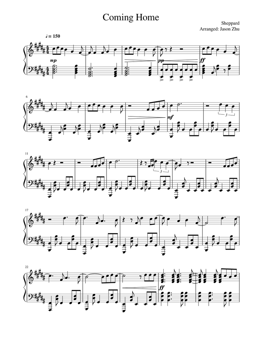 Coming Home Sheet music for Piano (Solo) | Musescore.com