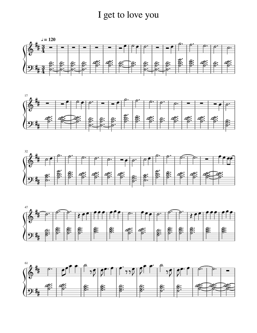 I get to love you Sheet music for Piano (Solo) Easy | Musescore.com