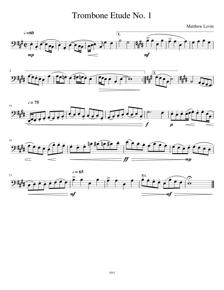 Trombone Etude No.1 Sheet Music for Trombone (Solo) | MuseScore.com