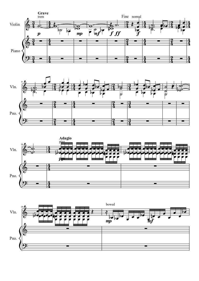 A Random Piece for Violin Sheet Music for Piano, Violin (Solo ...