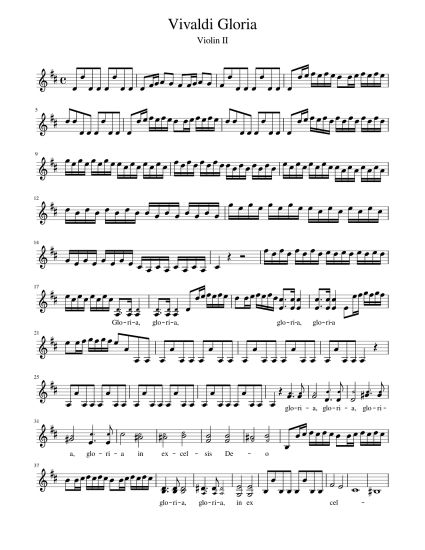 Vivaldi Gloria Violin II Sheet music for Violin (String Trio 