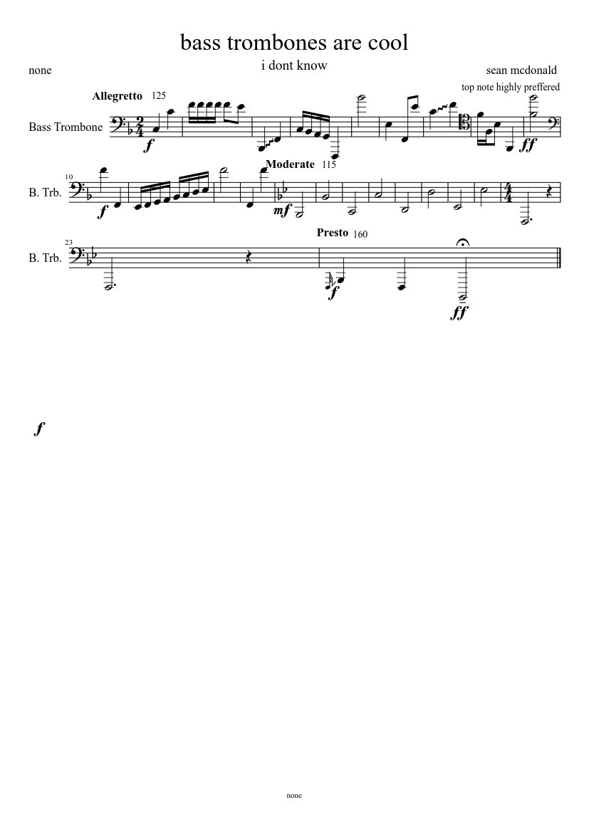 a bass trombone etude Sheet music for Trombone bass (Solo)