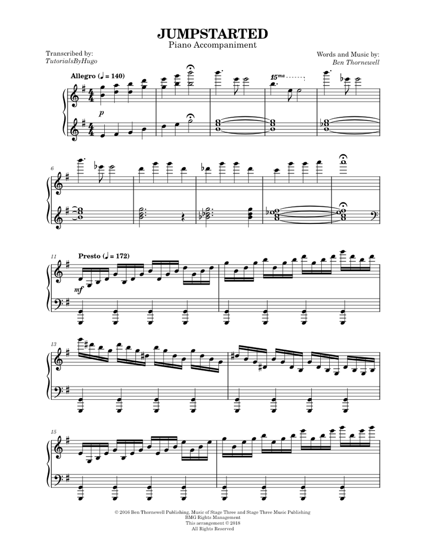 Jumpstarted – Jukebox the Ghost Jumpstarted Sheet music for Piano (Solo) |  Musescore.com