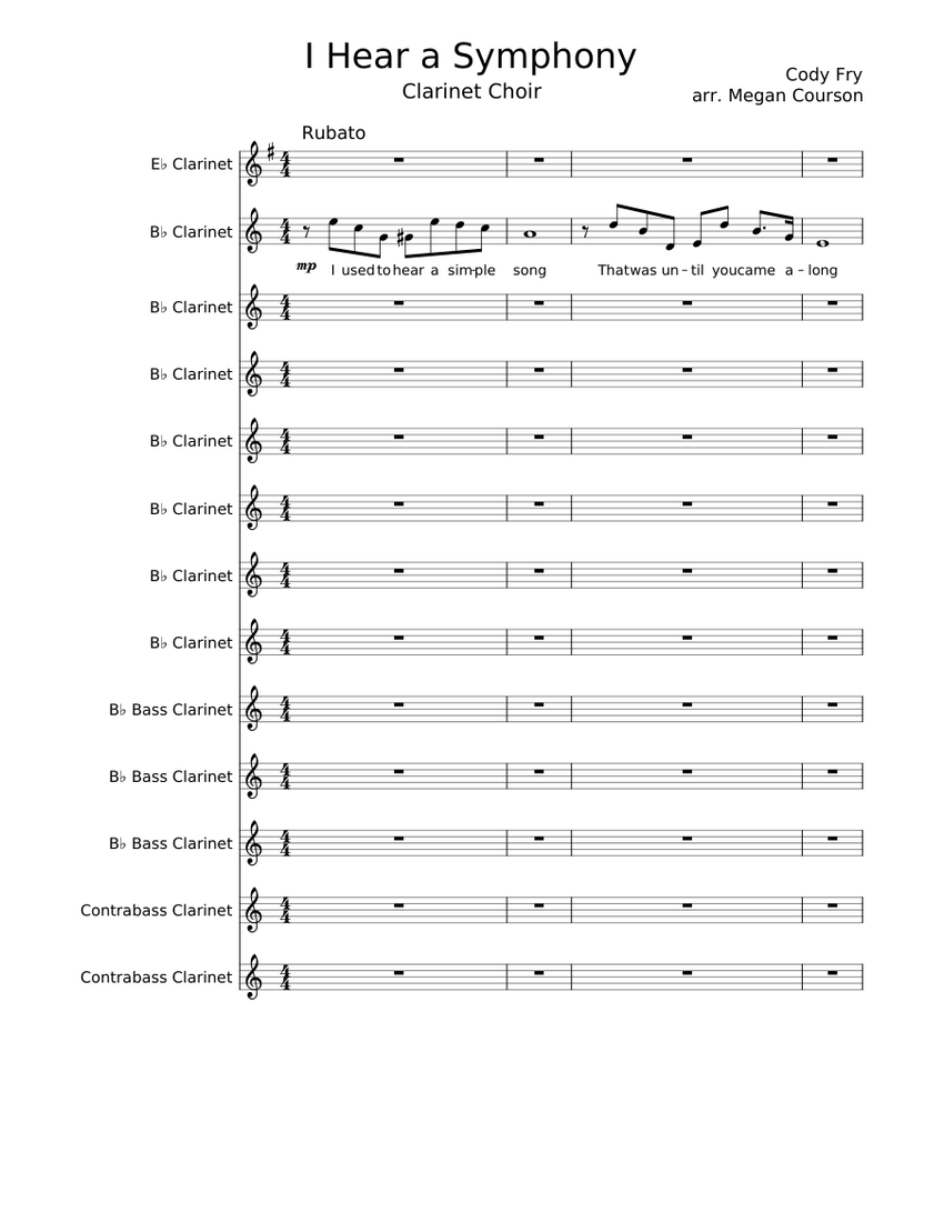 I hear a symphony – Cody Fry Sheet music for Clarinet (In B Flat