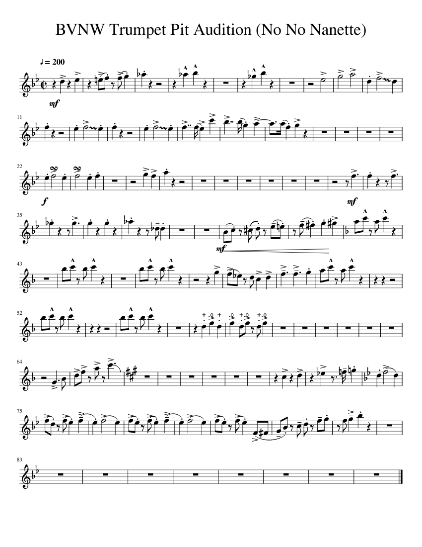BVNW Trumpet Pit Audition (No No Sheet music for Trumpet in b
