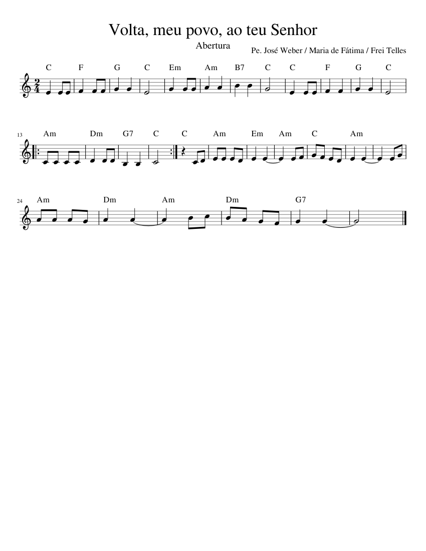 Volta, meu povo, ao teu Senhor Sheet music for Piano (Solo) | Musescore.com