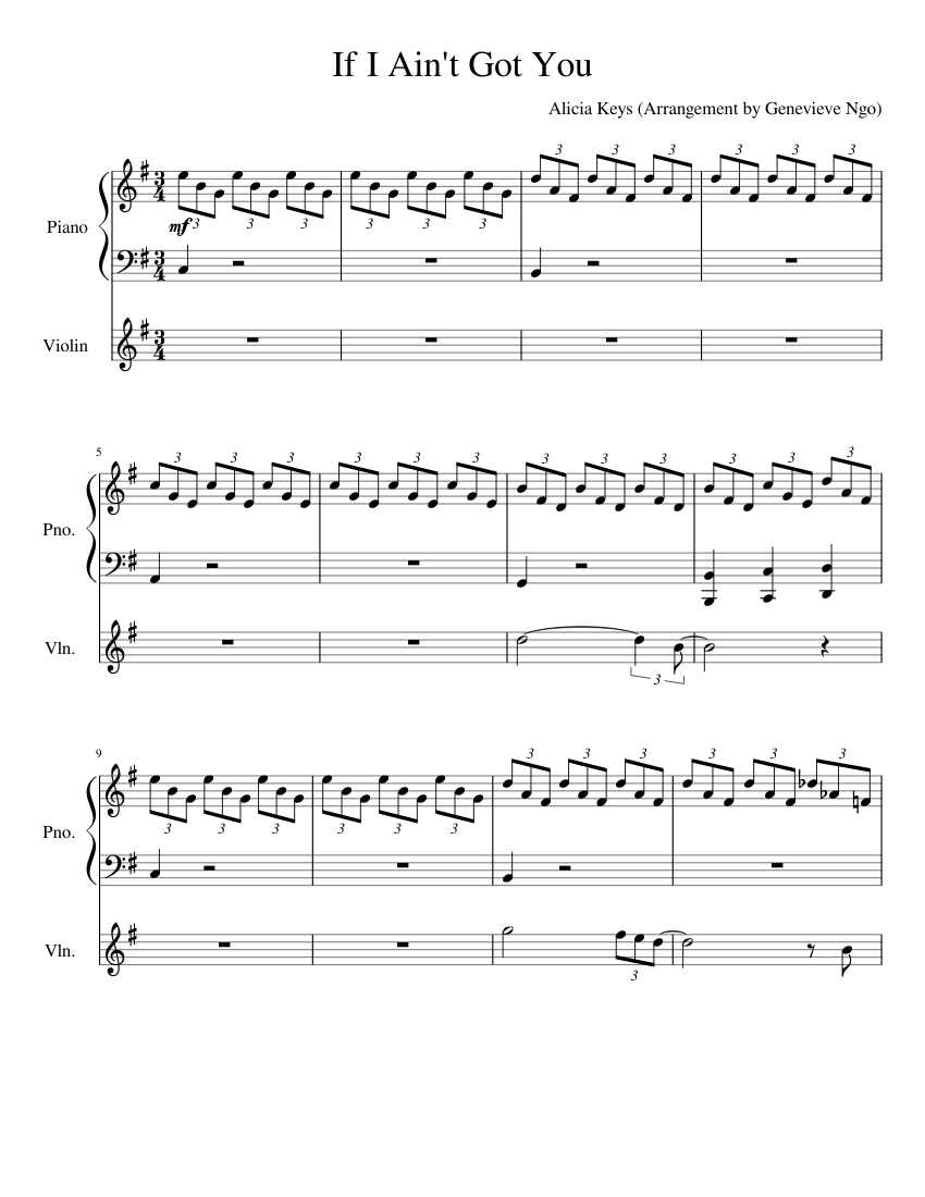 If I Ain't Got You- Alicia Keys Sheet music for Piano, Violin (Solo) |  Musescore.com