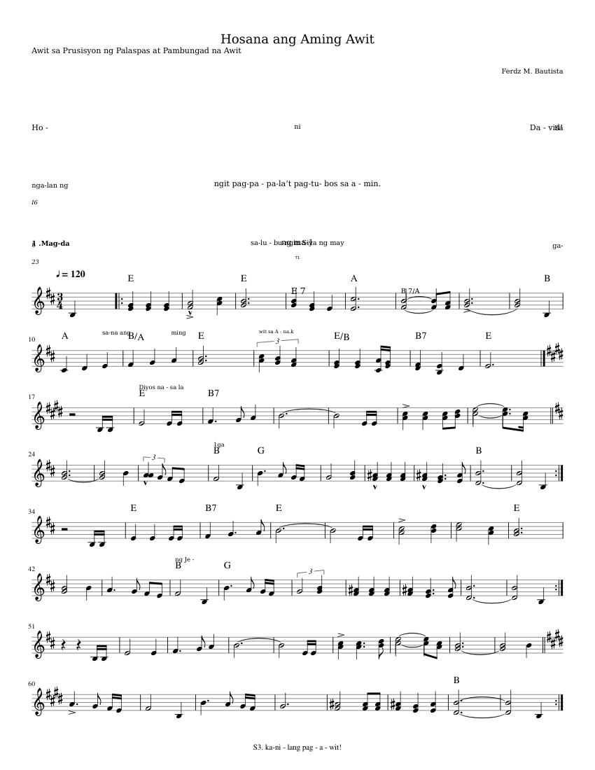 Hosana Ang Aming Awit Sheet music for Vocals (Solo) | Download and