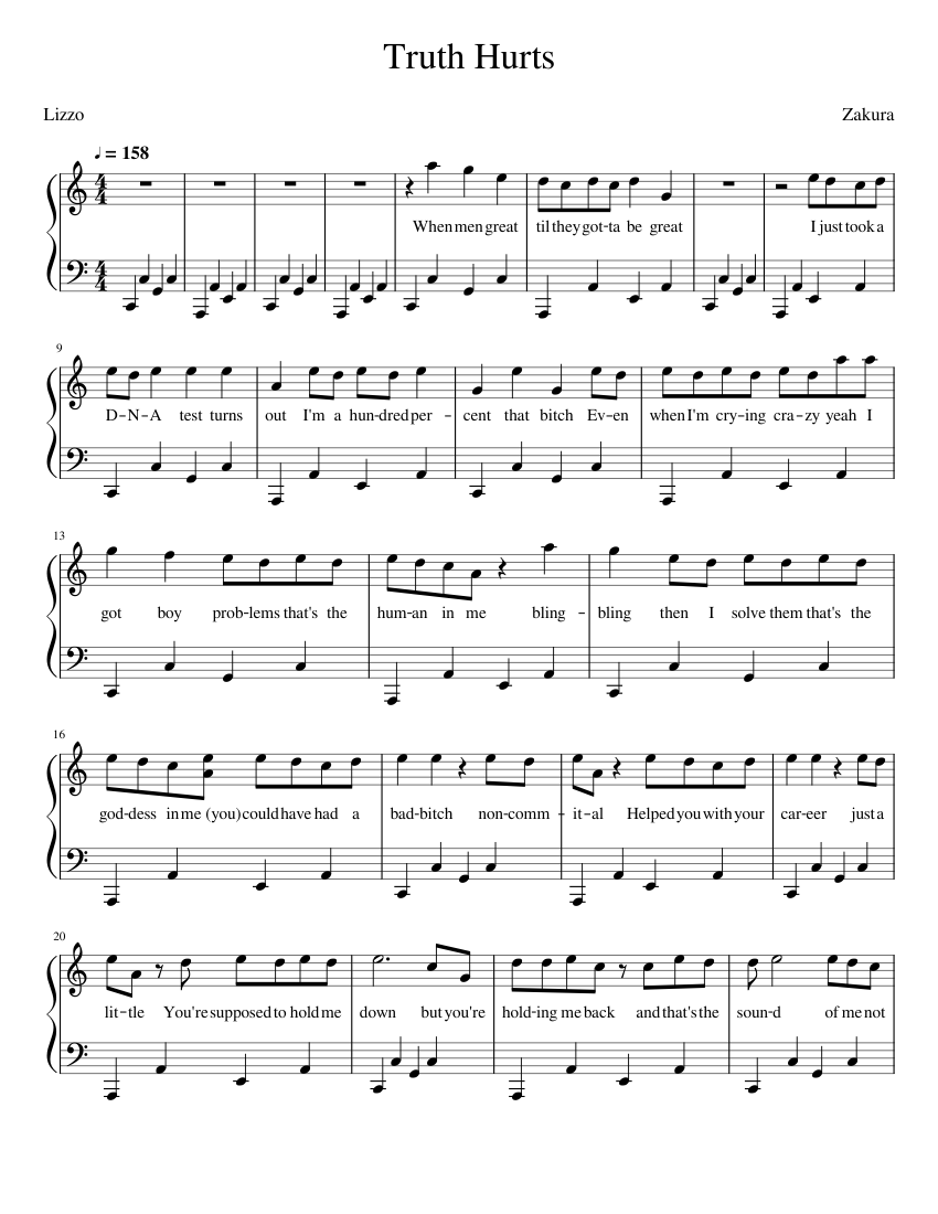 Lizzo - Truth Hurts Sheet music for Piano (Solo) | Musescore.com
