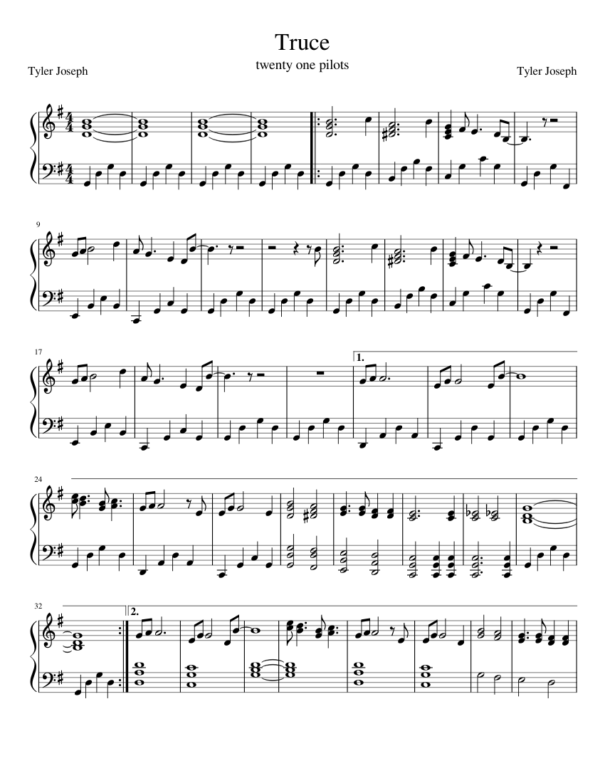 Truce Sheet music for Piano (Solo) | Musescore.com