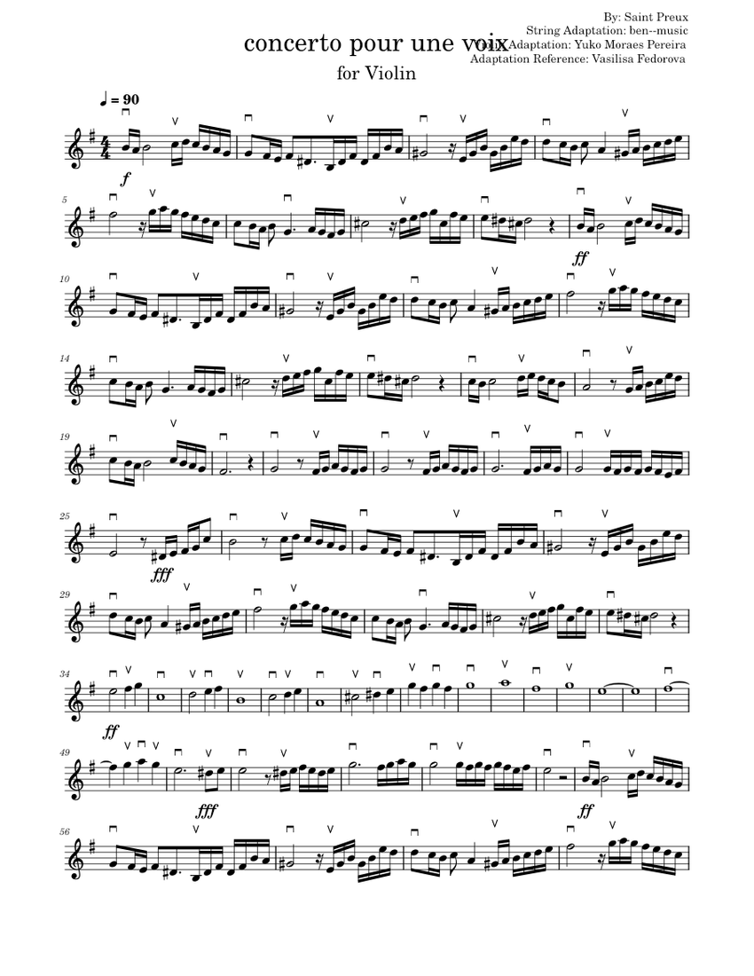 Concerto pour une voix – Saint Preux Violin Sheet music for Violin (Solo) |  Musescore.com