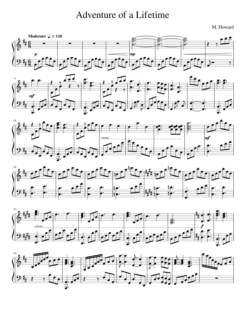 Adventure of a Lifetime Sheet music for Piano (Solo) | Musescore.com