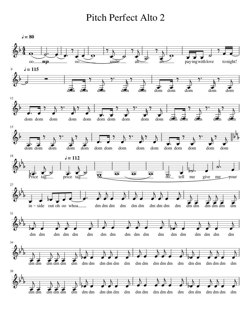 Pitch Perfect Alto 2 - piano tutorial