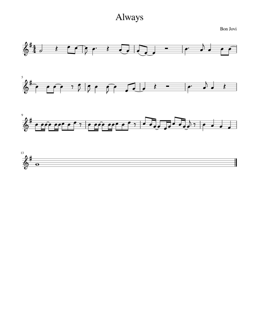 Always Sheet music for Piano (Solo) | Download and print in PDF or MIDI