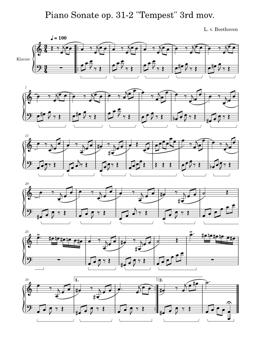 Piano Sonata No.17, Op.31 No.2 – Ludwig van Beethoven Sheet music for Piano  (Solo) | Musescore.com