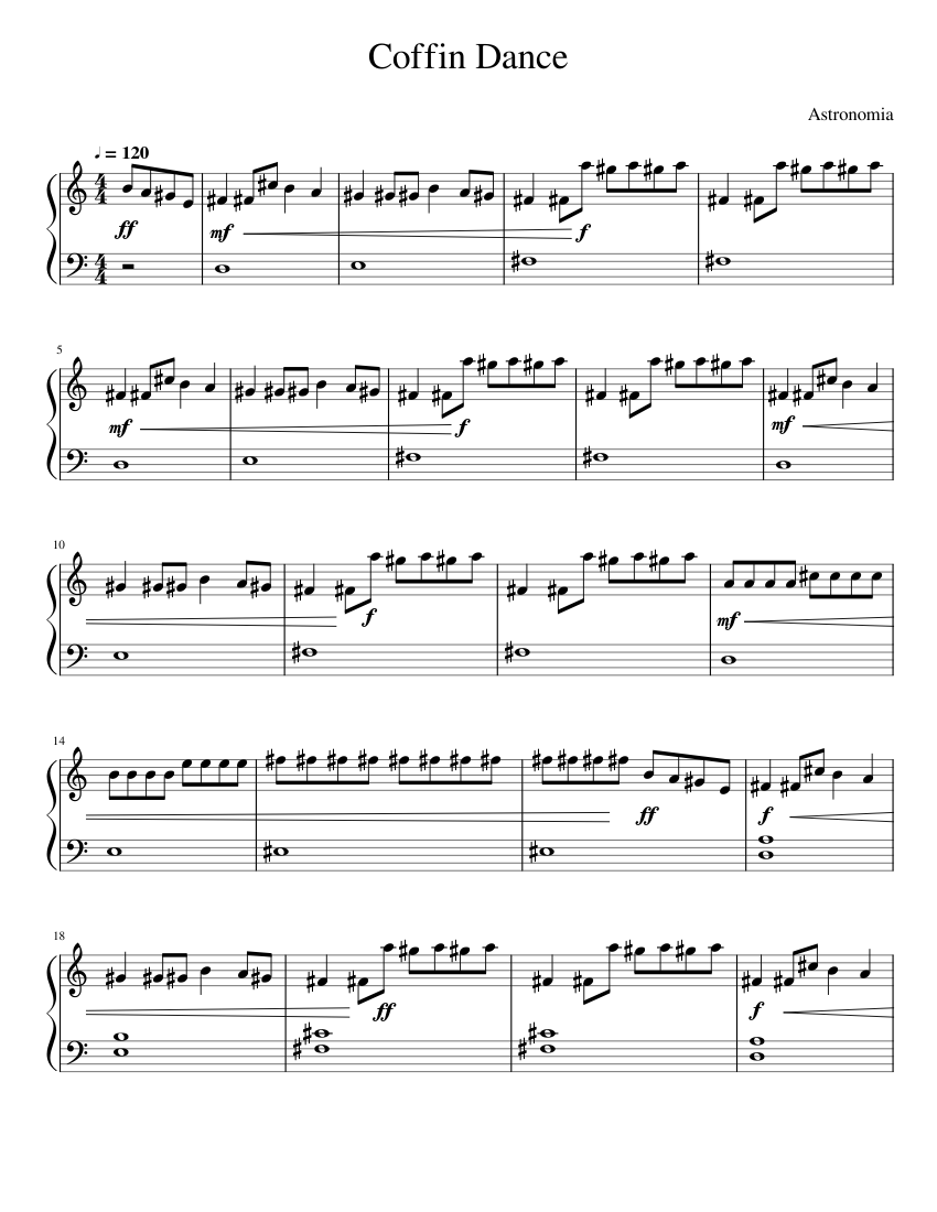 Coffin Dance Sheet music for Piano (Solo) | Musescore.com