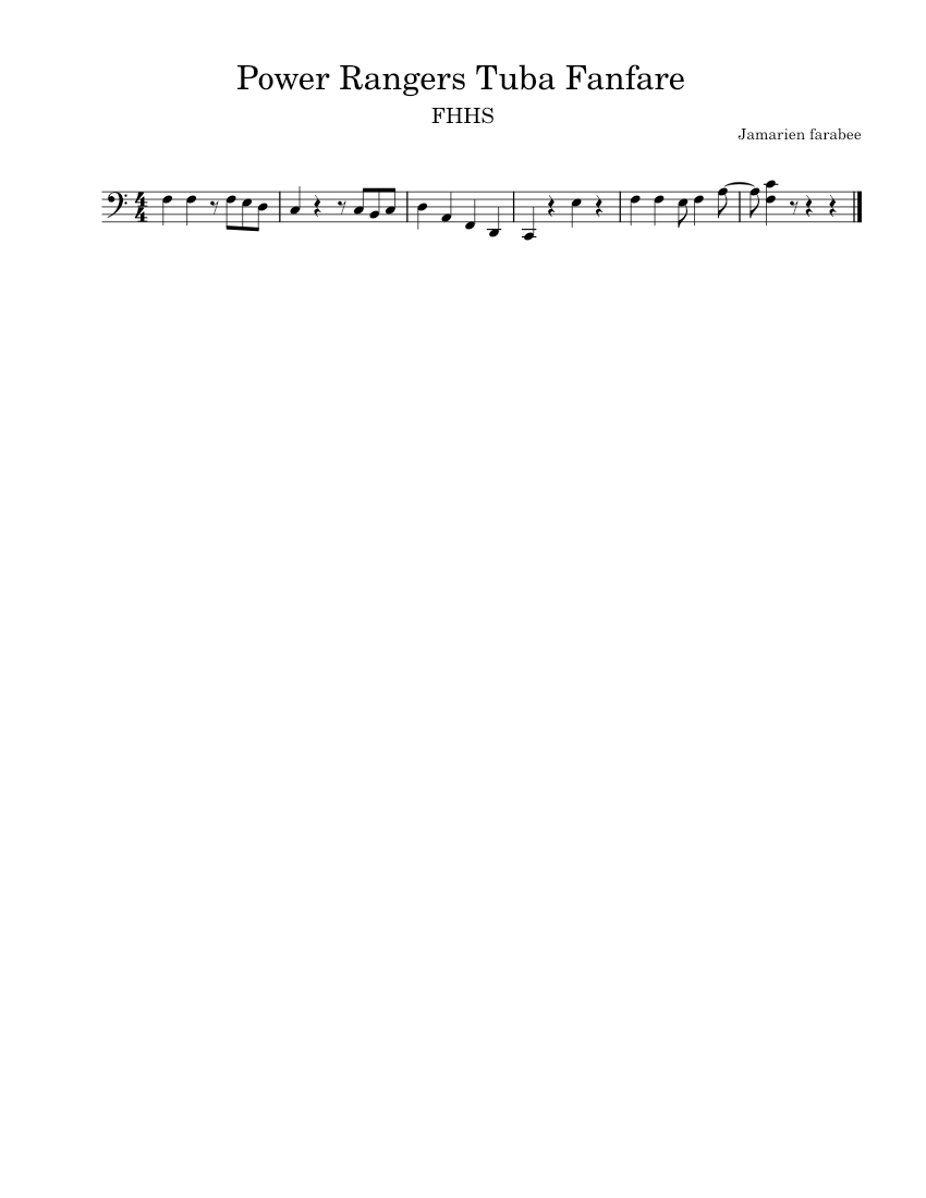 Go go power rangers – Misc Soundtrack Power Ranger Tuba Fanfare Sheet ...