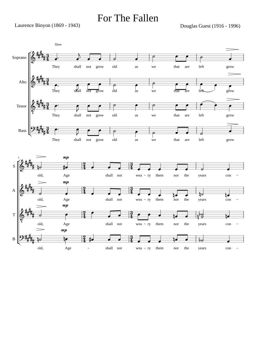For The Fallen (Tenor)