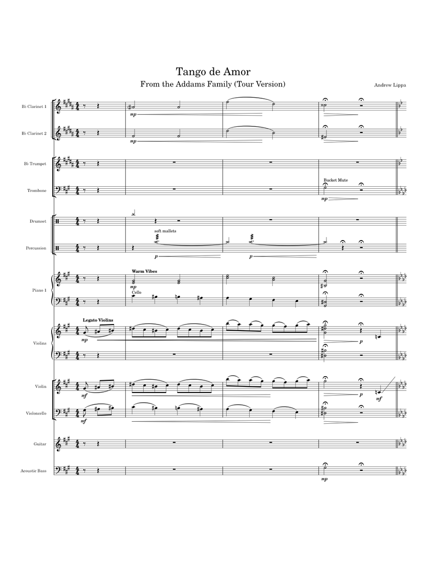 Tango De Amor Addams Family Musical (Tour) Sheet music for Piano