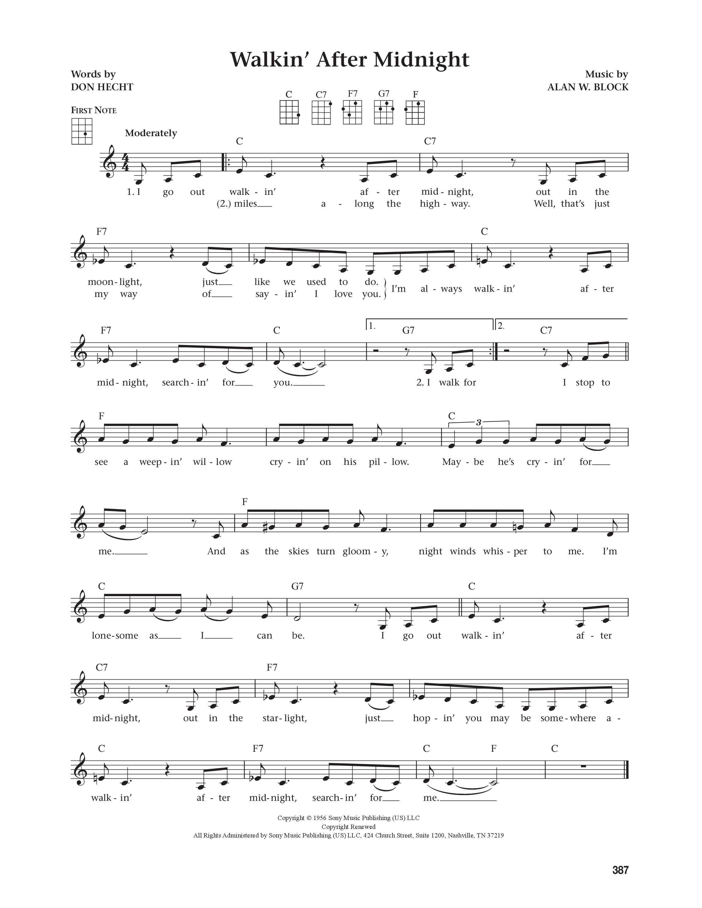 Play Official version of Walkin after midnight Sheet Music by