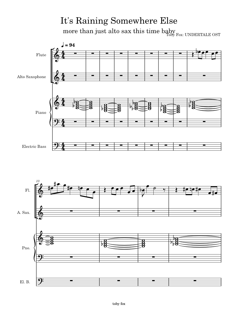 It's Raining Flute Guide.pdf It's Raining Somewhere Else – Toby Fox Sheet music for Piano, Flute ...