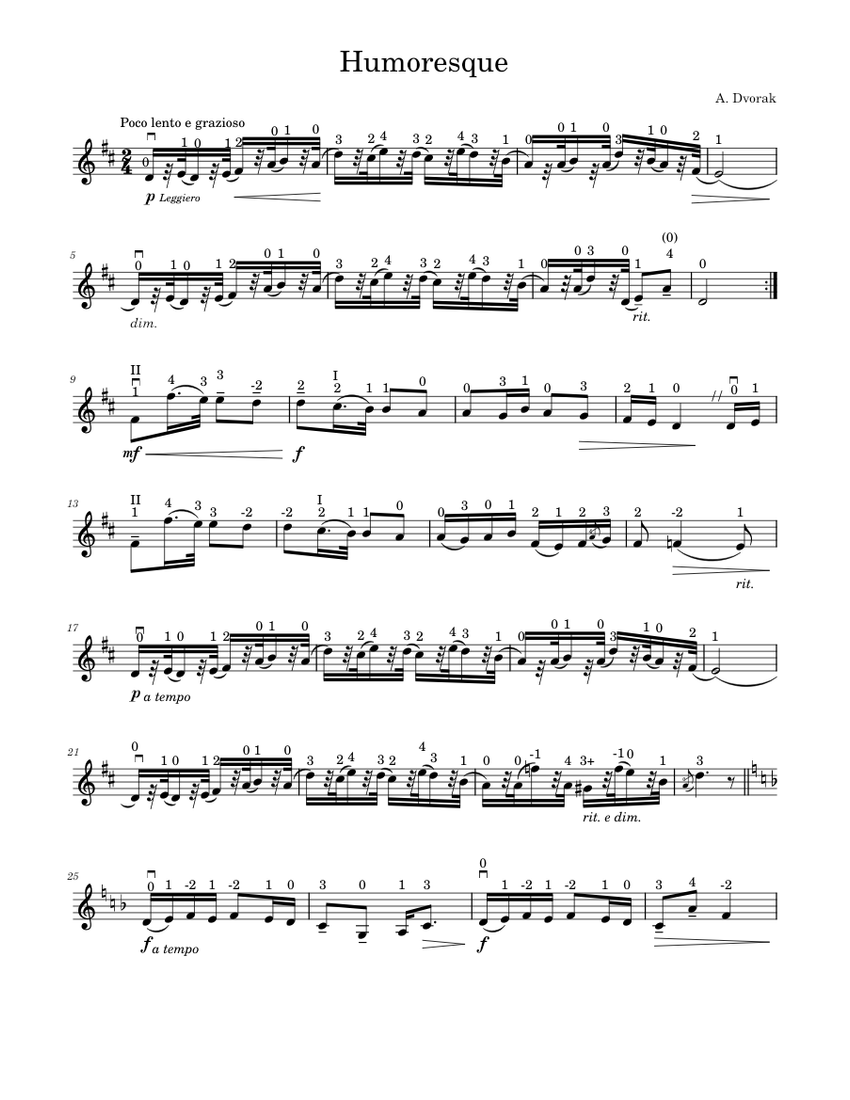8 Humoresques, Op.101 – Antonín Dvořák - n°7 - con cambio posizioni ...