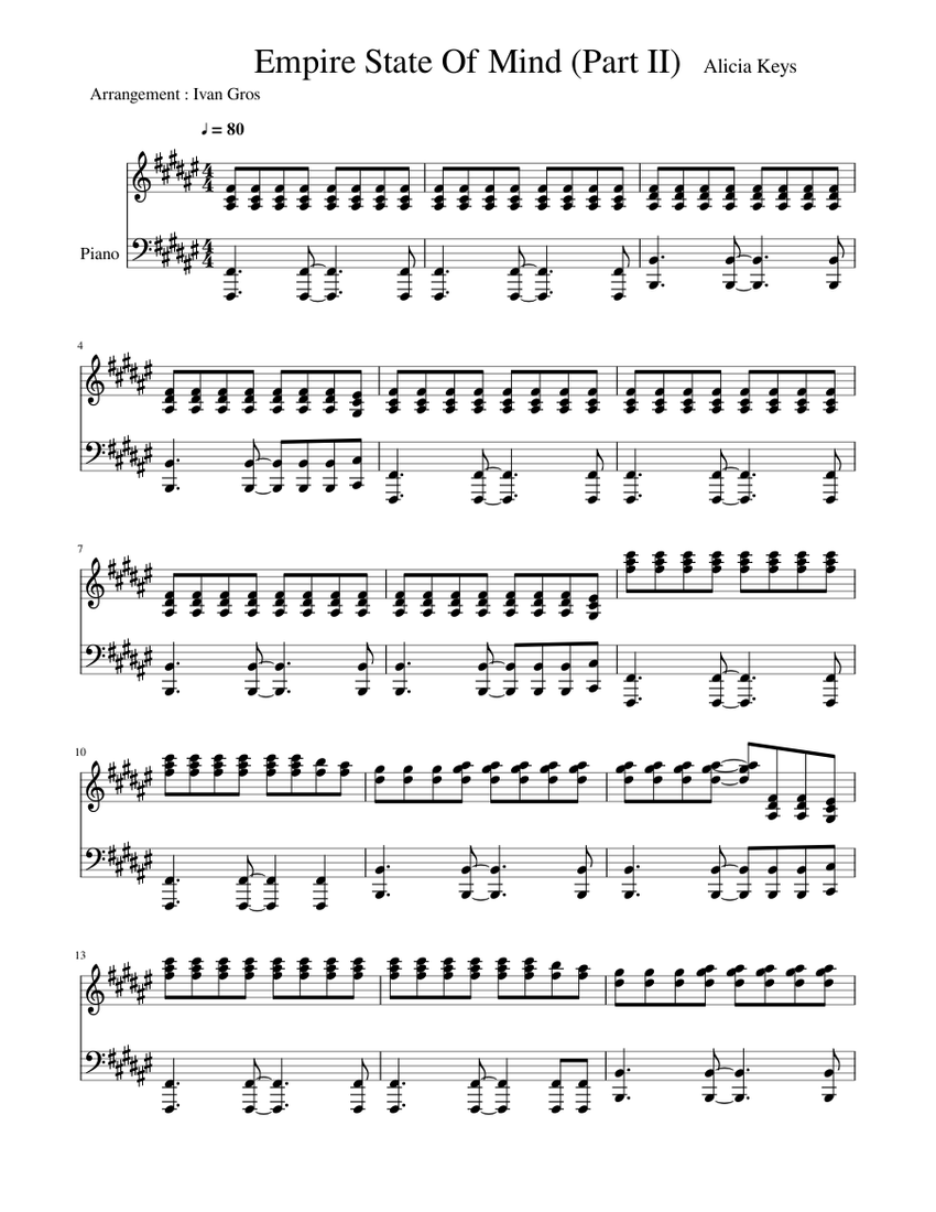 Empire State Of Mind (Alicia Keys) Sheet music for Piano (Solo) |  Musescore.com