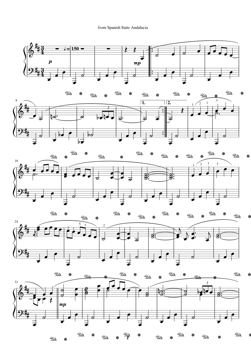 Andalucia - Ernesto Lecuona Sheet Music for Piano (Solo