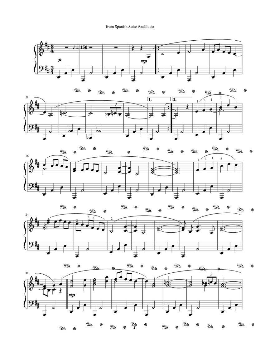 Andalucia - Ernesto Lecuona Sheet music for Piano (Solo) | Musescore.com