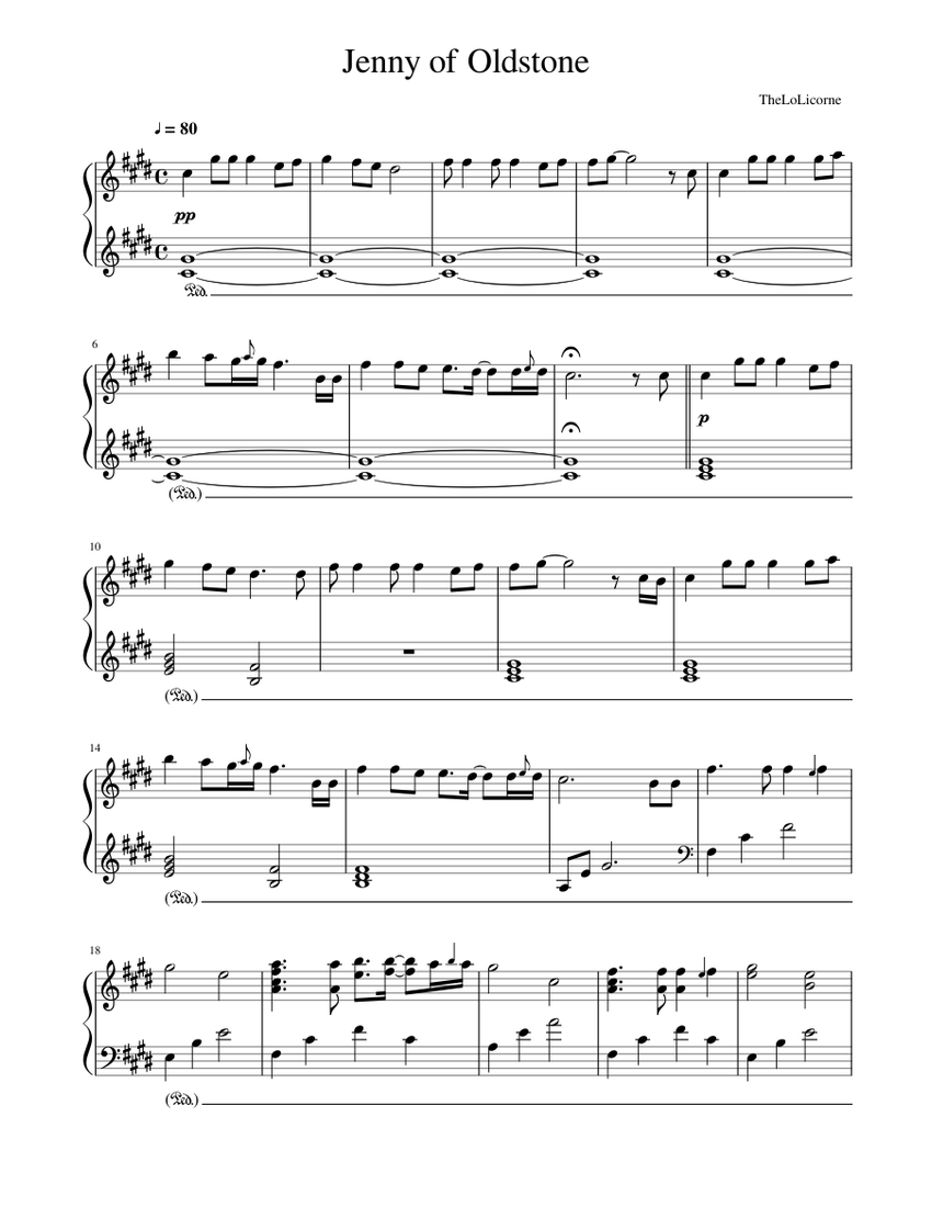 Jenny of Oldstone Sheet music for Piano (Solo) | Musescore.com