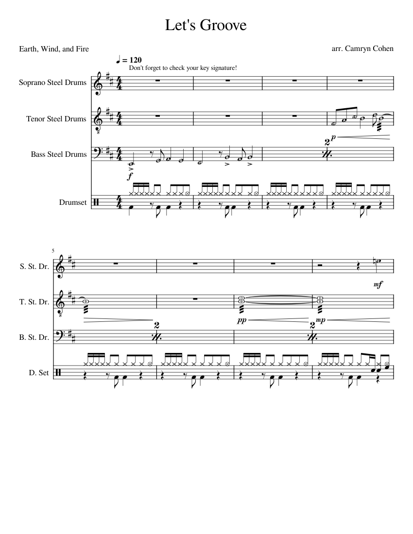 Let's Groove Earth, Wind & Fire for Steel Pans Sheet music for Drum