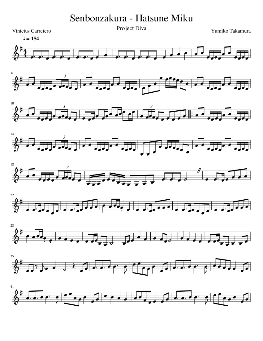 Senbonzakura Sheet Music for Violin (Solo) | MuseScore.com