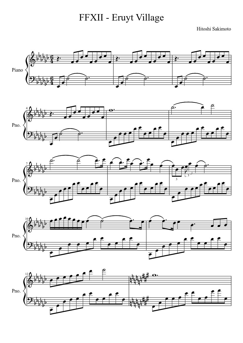FFXII - Eruyt Village Sheet Music for Piano (Solo) | MuseScore.com