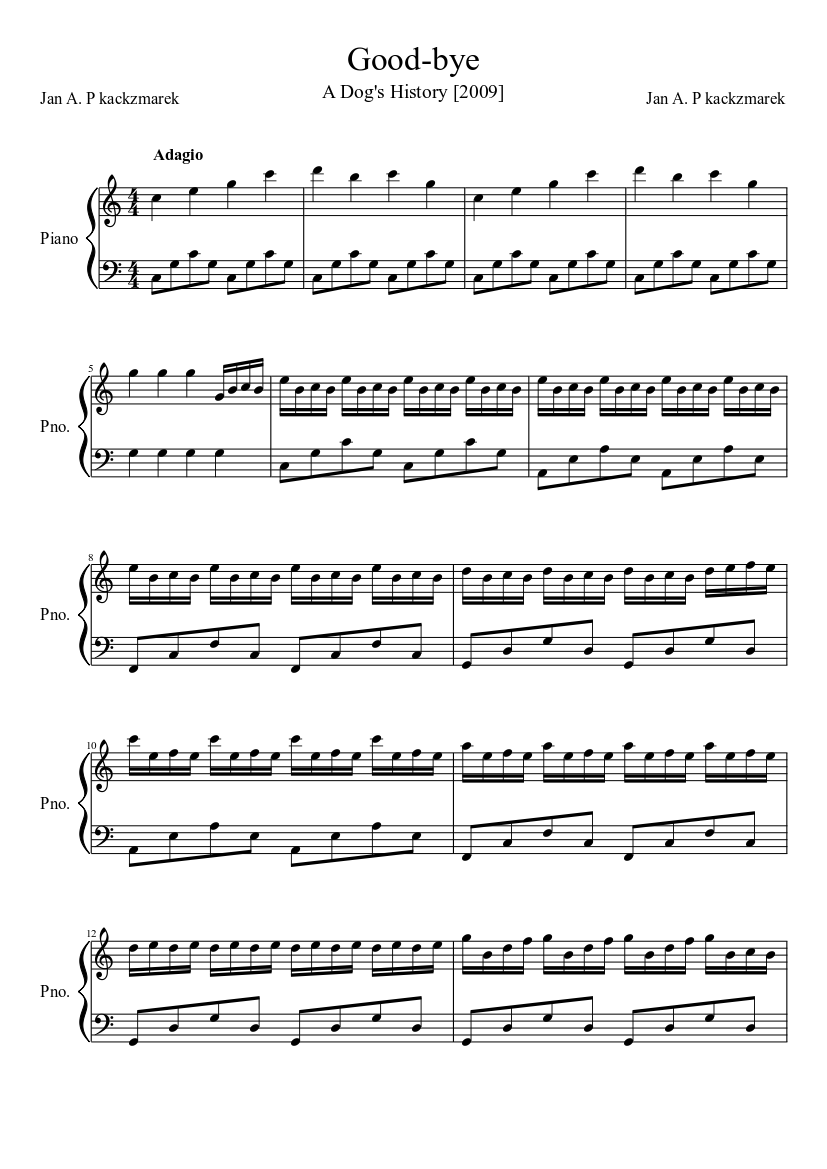 good-bye-hachiko Sheet music for Piano (Solo) | Musescore.com