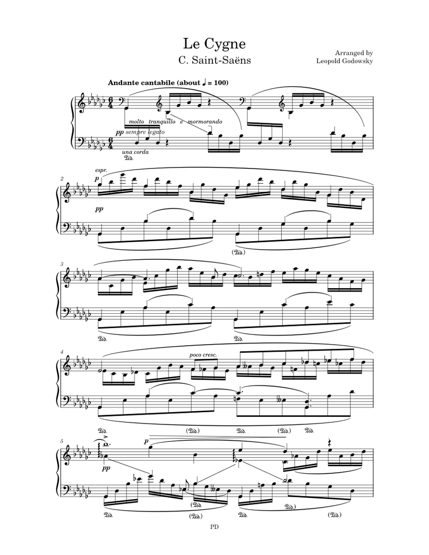 Saint-Saëns/Godowsky - Le Cygne Sheet music for Piano (Solo) | Musescore.com