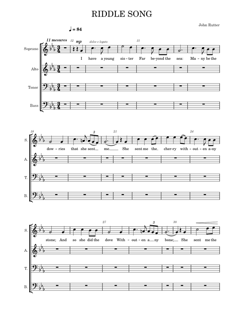 Riddle Song John Rutter Riddle_Song Sheet music for Soprano, Alto
