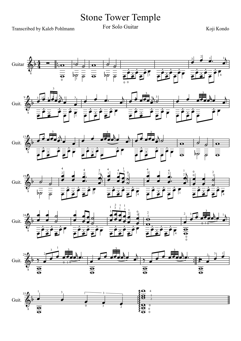 Stone Tower Temple Majora's Mask Sheet music for Guitar (Solo) |  Musescore.com