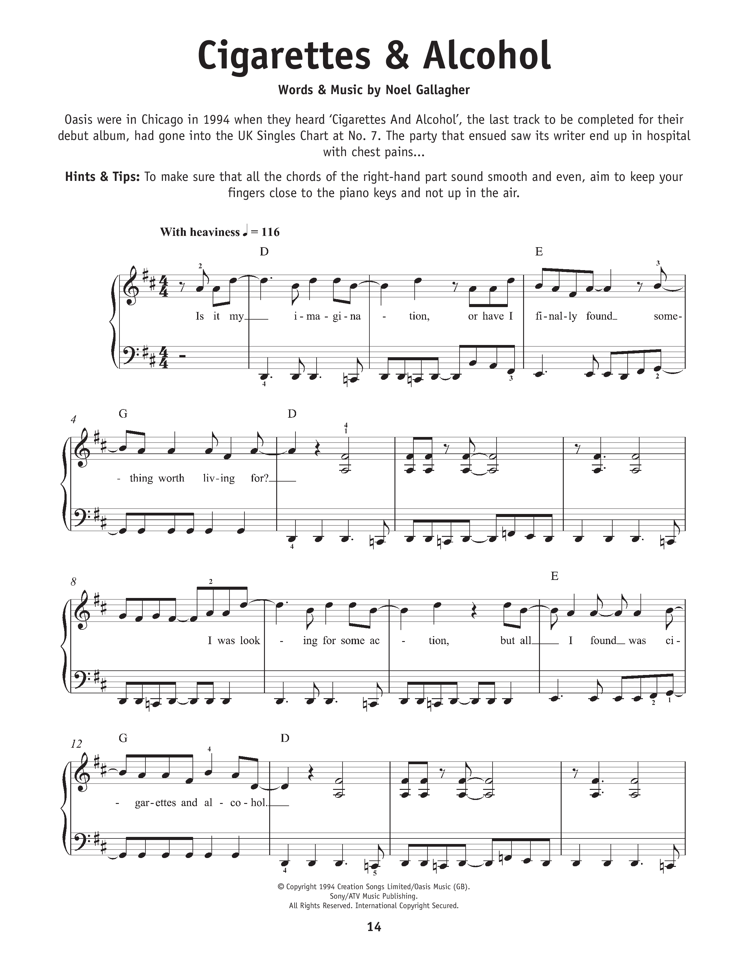 cigarettes and alcohol oasis chords Play Official version of Sheet Music by for Piano, Vocals How to play Cigarettes &