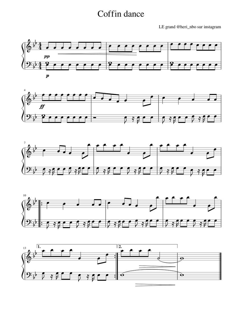 Coffin dance Piano Easy Sheet music for Piano (Solo) | Musescore.com