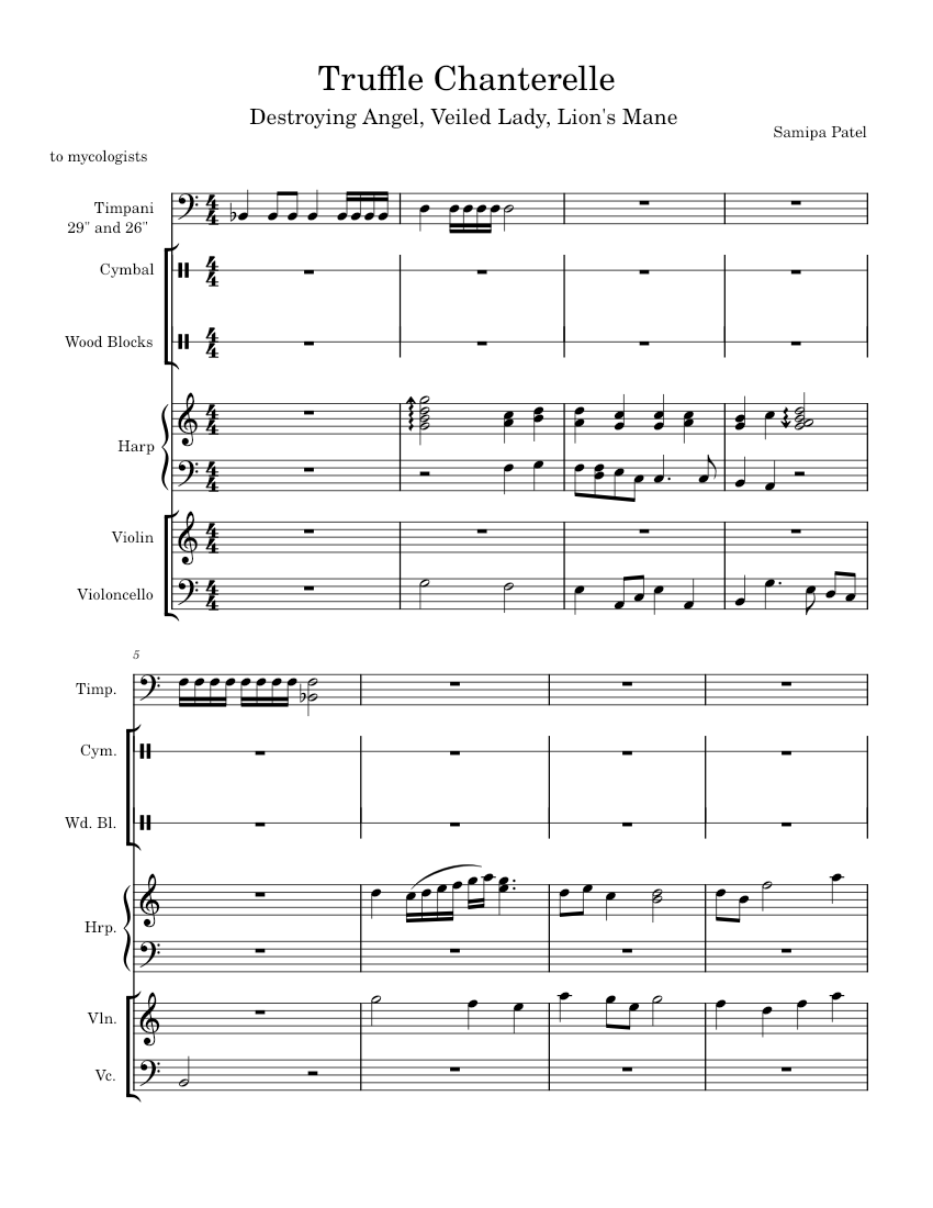 Truffle Chanterelle Sheet music for Timpani, Violin, Cello, Harp & more ...