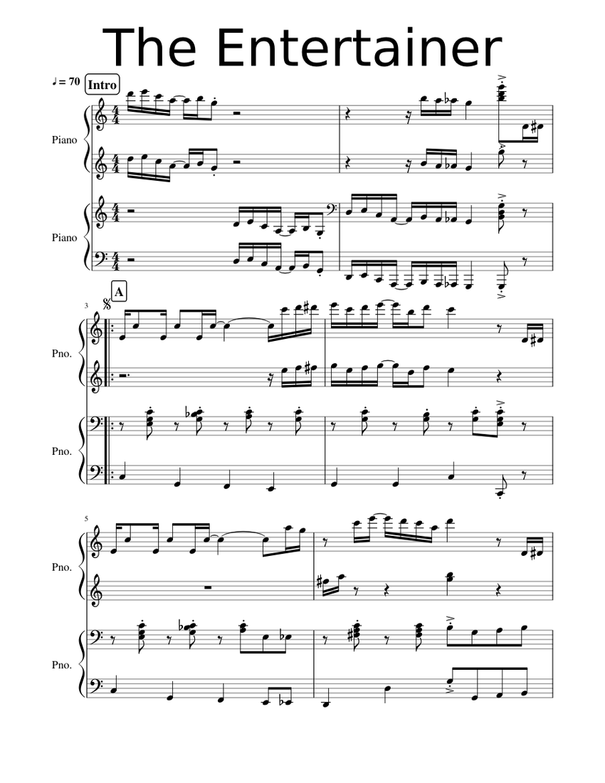 The Entertainer (piano4manos) Sheet music for Piano (Piano Duo) |  Musescore.com