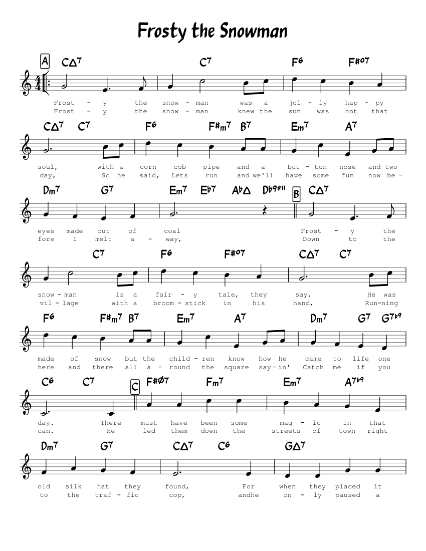 Frosty the Snowman Sheet music for Piano (Solo) | Musescore.com