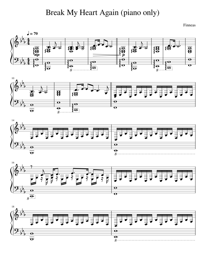 Break my heart again – FINNEAS Sheet music for Piano (Solo) | Musescore.com