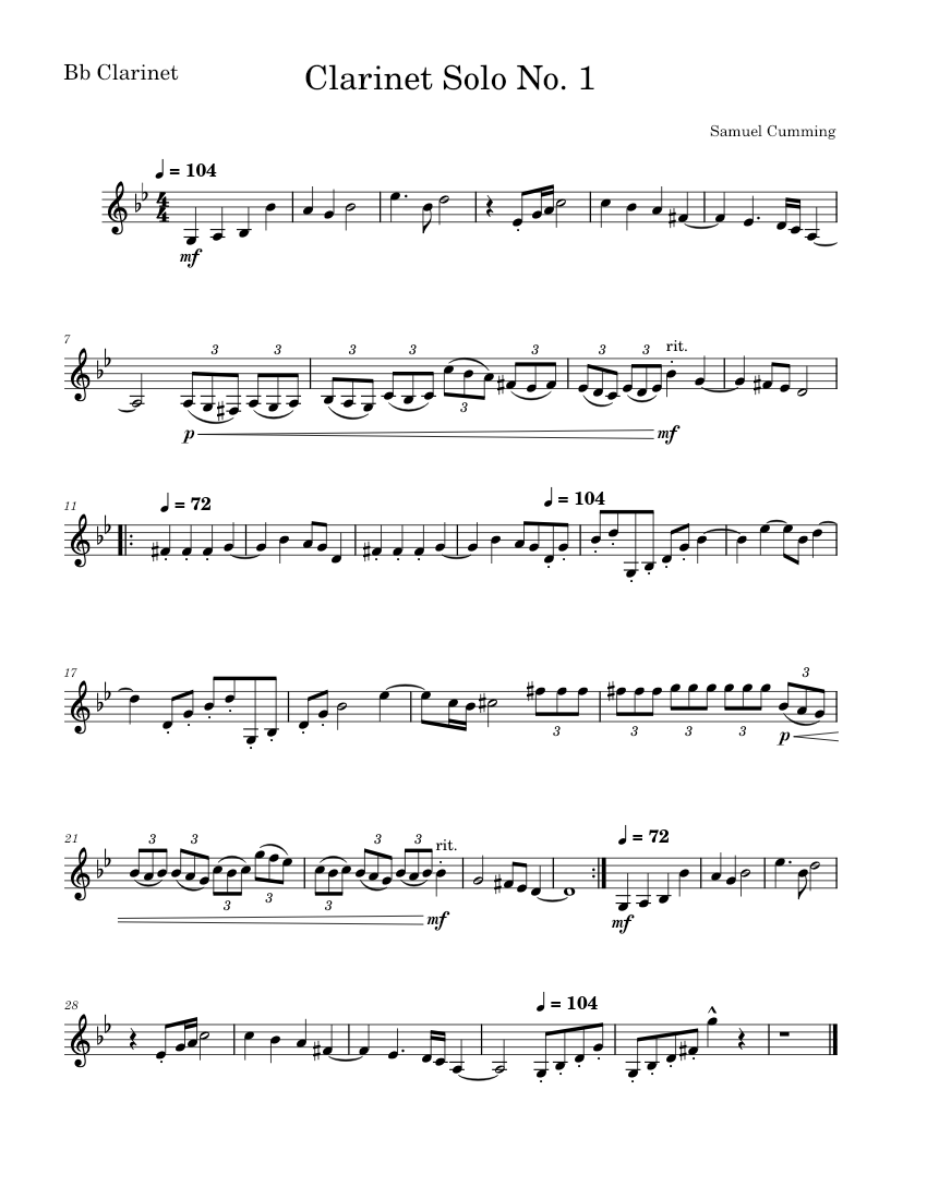 Clarinet Solo No. 1 Sheet music for Clarinet in b-flat (Solo ...